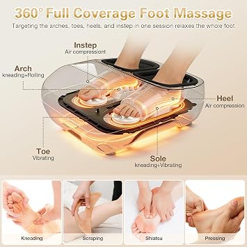 veicomtech Shiatsu Foot Massager with Heat, Electric Foot Massager Machine for Plantar Fasciitis Neuropathy with Remote Control, Adjustable Vibration and Compression (Black)
