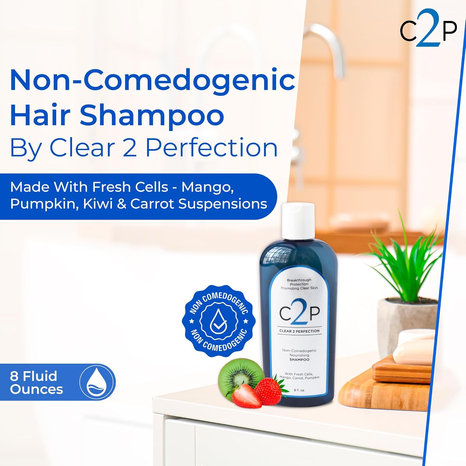 Non-Comedogenic Shampoo by Clear 2 Perfection - Sulfate-Free & Paraben ...