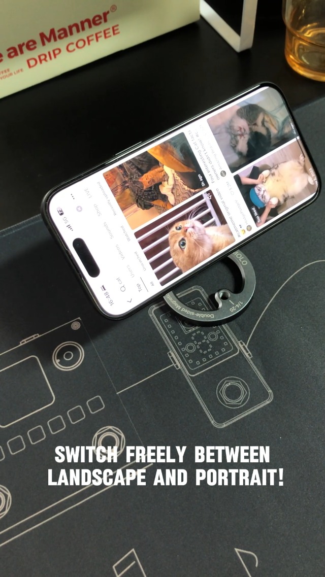 CAMOLO GEEK MG-02 Aluminium Support de téléphone magnétique Double pour iPhone 16 15 14 13 12 Pro Max, avec Interface 1/4 et Patins à Froid, pour Salle de Sport et Voyage