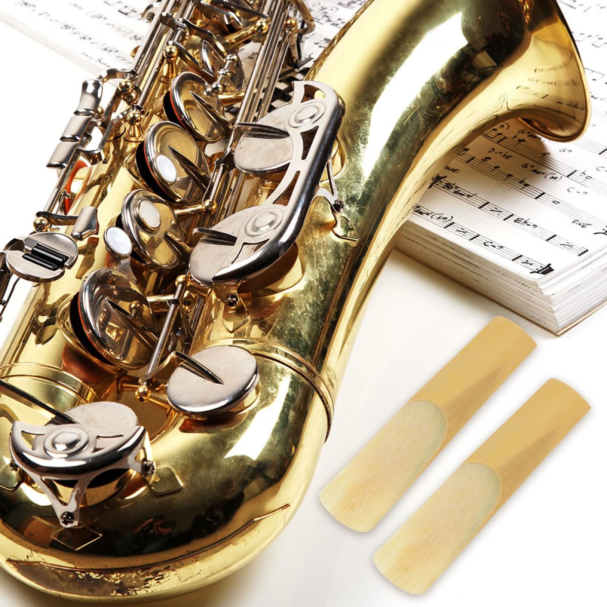 ifundom 50piezas Cañas De Saxofón Tenor Lengüetas De Saxofón Para Principiantes y Músicos Intermedios Compatibles La Mayoría De Saxofones Tenor
