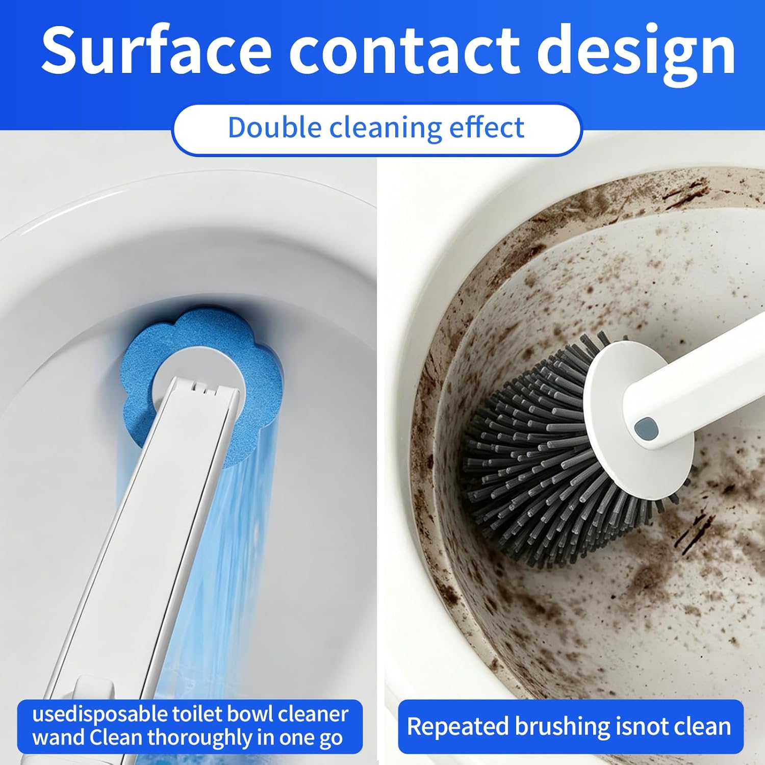 Disposable Toilet Brush Cleaning Kit with 48 Refill Heads, Holder & Storage Caddy, Wall-Mounted Toilet Bowl Wand Scrubber for Bathroom (Disposable Toilet Brush)