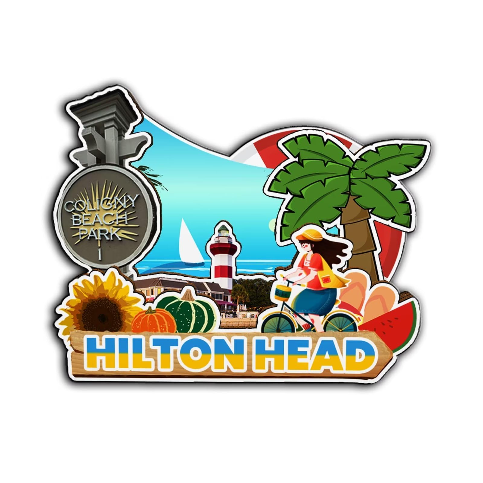Hilton Head South Carolina USA Magnet Fridge Magnet Wooden 3D Landmarks Travel Collectible Souvenirs Decoration Handmade -3054
