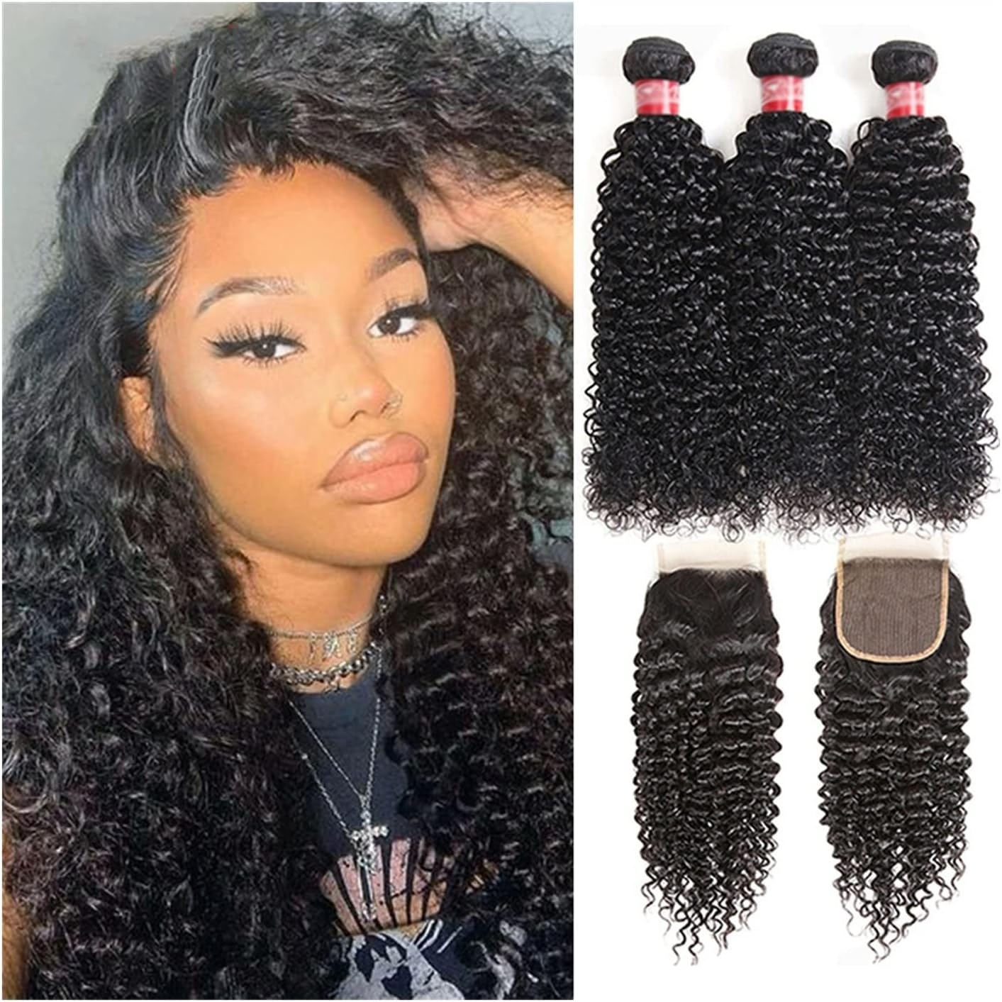 KIZQYN Human Hair Bundles Malaysian Remy Kinky Curly