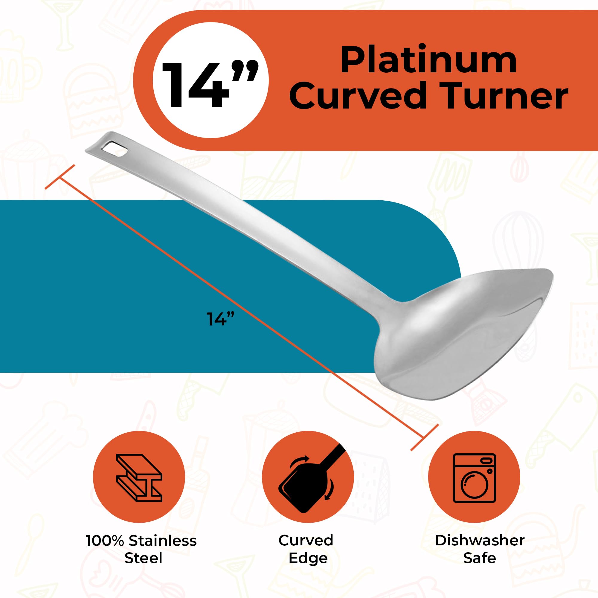 Farberware Platine - Spatule incurvée Farberware Platinum, 14" en acier inoxydable - Argent