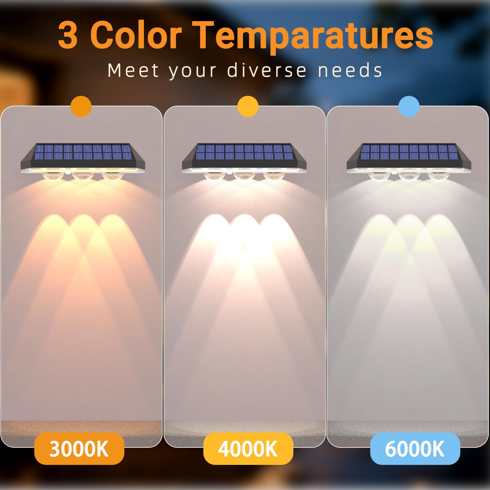 Caldarax Solar Fence Lights Outdoor Garden, Solars Wall Lights Outdoor, IP65 Waterproof, 3 Color Modes - Image 4
