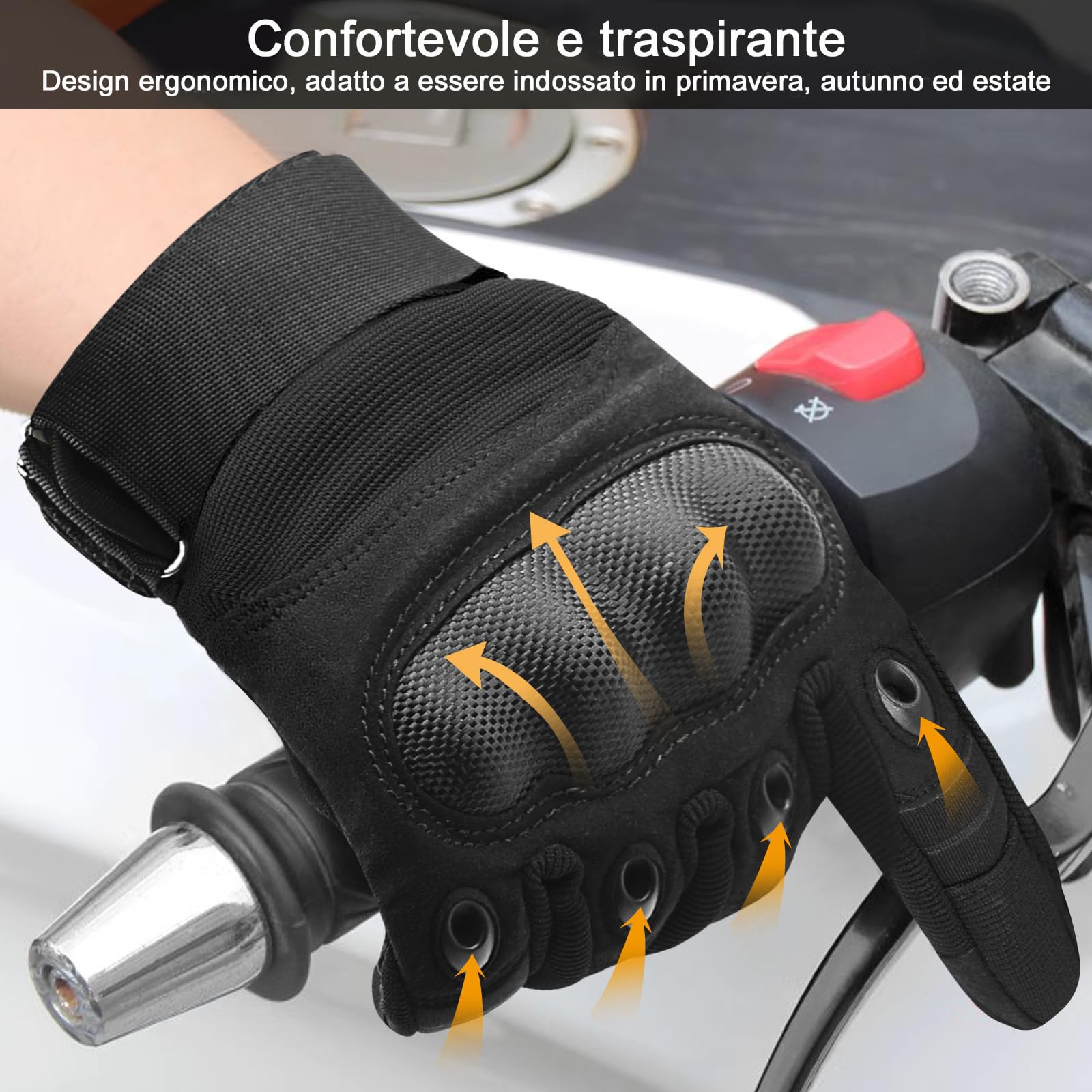 Guanti Moto Uomo Estivi,Guanti per scooter Touch screen e nocche rinforzate guanti per Corse in Motocicletta ATV BMX MTB Bicicletta Arrampicata Escursioni Ciclismo e Altri Sport All'aperto