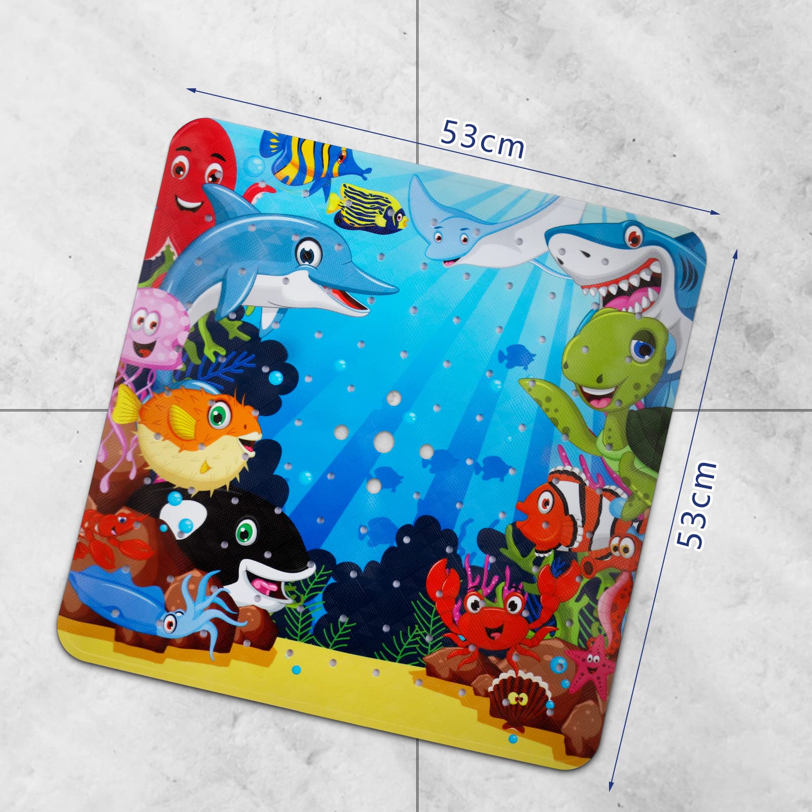 pod prysznicem dzieci bez poślizgu, 53x53cm przeciwpoślizgowa mata wanna, mata kąpielowa bez poślizgu BPA, PVC przeciwpoślizgowa mata prysznicowa wkładka prysznicowa z kubkami ssą