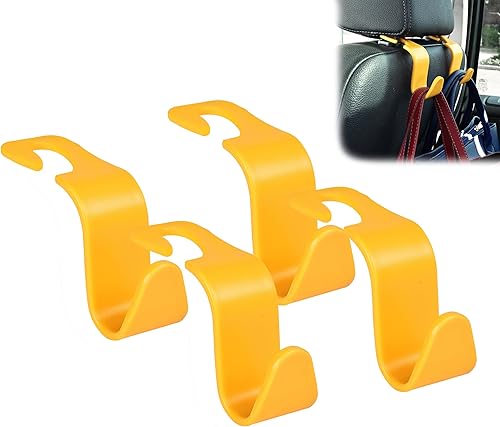 Miniatura 28 de Amooca Paquete de 4 ganchos para reposacabezas de asiento de automóvil, organizador universal de almacenamiento de automóvil, para bolso, bolso, Gris