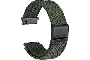 WOCAI 20mm Nylon Braided Watch Band with Quick Release Black Stainless Steel Buckle