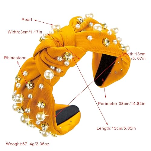 Miniatura 6 de NINTHVEEN Accesorios para el cabello de moda para mujer, diadema anudada, diadema de perlas para niñas, con cuentas de diamantes de imitación,