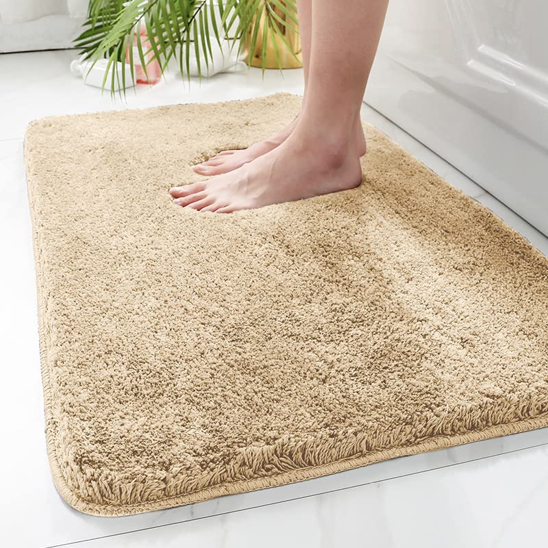 Classic Design Non Slip Bath Mat for Bathroom -Anti Slip Bathroom Mat for Home - Ultra Water Absorbent Bathroom Rug - Machine Washable Bath Rug for Bathroom (Beige, 50cm*80cm)