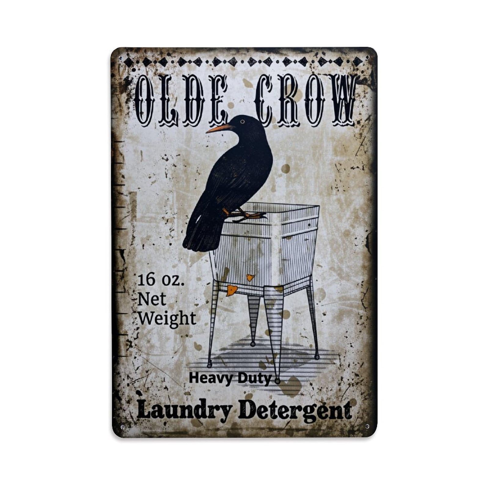 Enderetf Vintage Olde Crow Black Bird Basket Tin Sign Metal Poster, Home Bar Garage Man Cave Cafe Indoor & Outdoor Wall Decoration 8X12inches