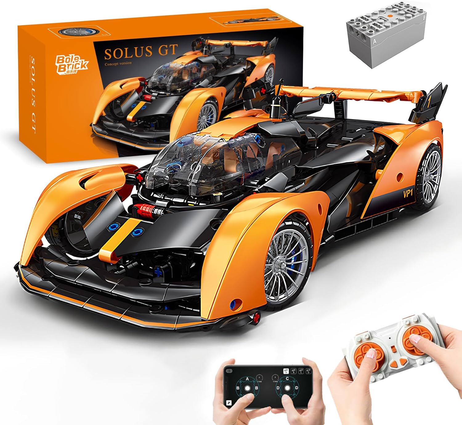 MOCBROPCS Remote Control Building Car, 1:14 Solus GT Construction Toy ...