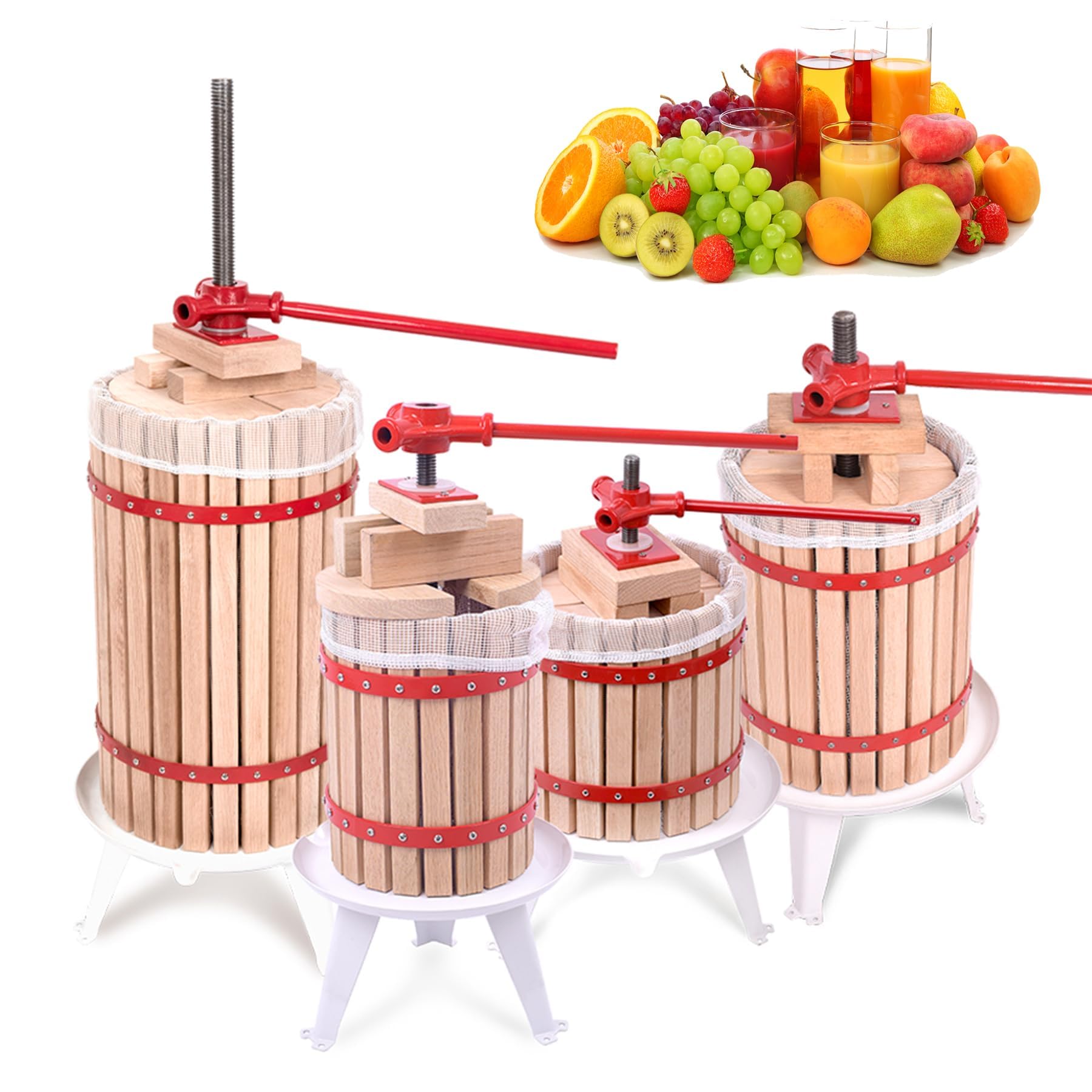 Presse à Fruits 12L + Moulin à Fruits 7L - En Acier Inoxydable Et Bois De Chêne - Pour Jus, Vin, Cidre Maison - 7