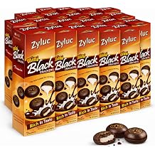 Zyluc Mini Black Crackers Tiramisu Flavored Snack with Coffee Cocoa Blend 35g Portable Pack Light Crunch, Halal Certified, Made with Non-GMO Ingredients Product of Indonesia Pack of 20