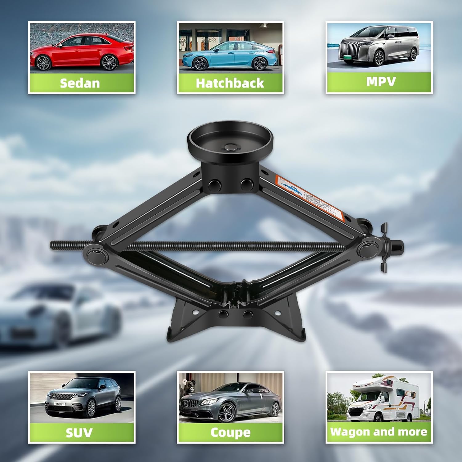 Car Jack Kit 2.5 Ton (5512 lbs) with Rubber Jack Pad,Emergency Kit Tire Changing Kit for Car SUV MPV