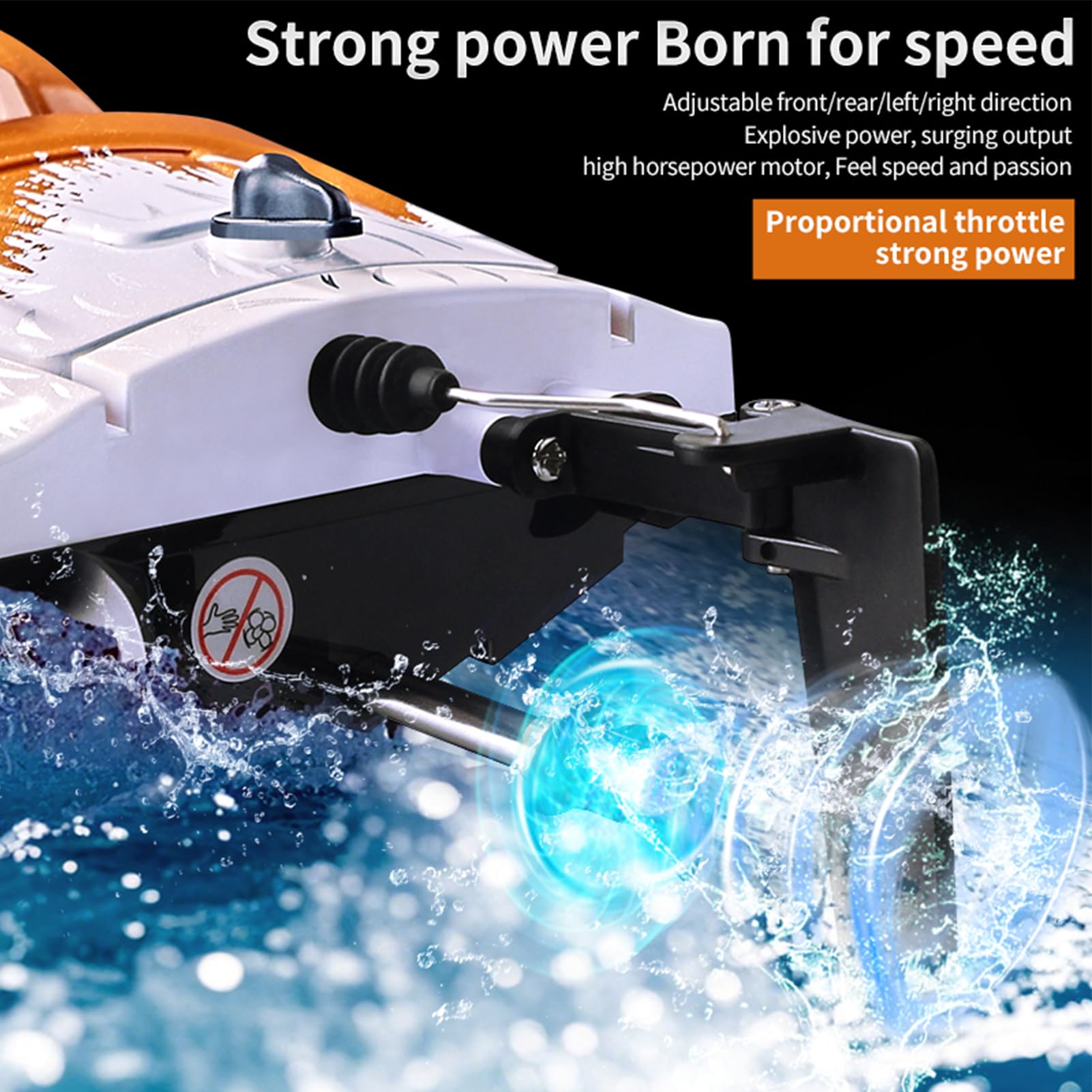 Lancha de velocidad a control remoto, 2.4 GHz 25 KPH de alta velocidad con luces LED, alarma de bajo voltaje, reinicio automático con un solo clic, demostración automática para lagos y