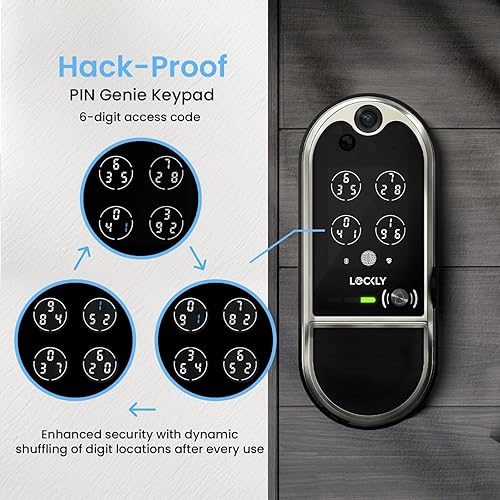 Miniatura 4 de Lockly Vision Elite - Cerradura inteligente de video WiFi con cámara de visión nocturna, sensor de movimiento, huella digital biométrica, control de