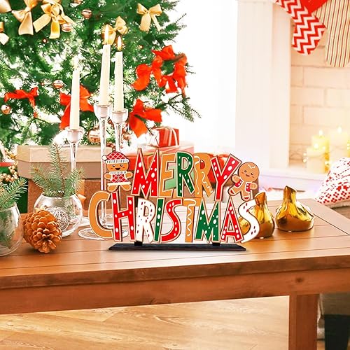 Miniatura 3 de Decoraciones navideñas de pan de jengibre, centros de mesa de Feliz Navidad, letrero de madera de hombre de jengibre, adorno de Navidad, puerta