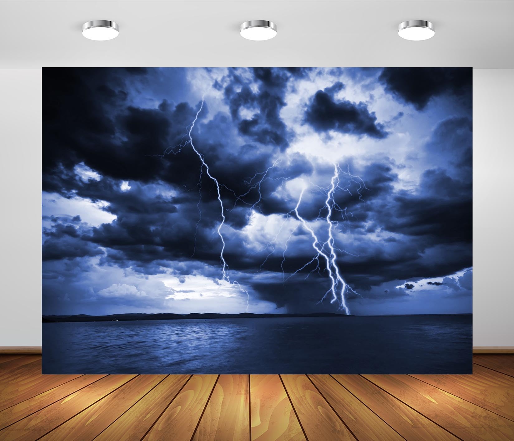 Amazon.com : Loccor 20x10ft Fabric Ocean Lightning Storm Backdrop