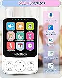 HelloBaby Baby Monitor,29-Hour Battery Life,Upgrade Baby Monitor with Camera and Night Vision,No Wifi,355°/120° Remote Pan Tilt Camera 2x Zoom, ECO Mode,2-way talk,Up to 1000ft,Temperature - 3
