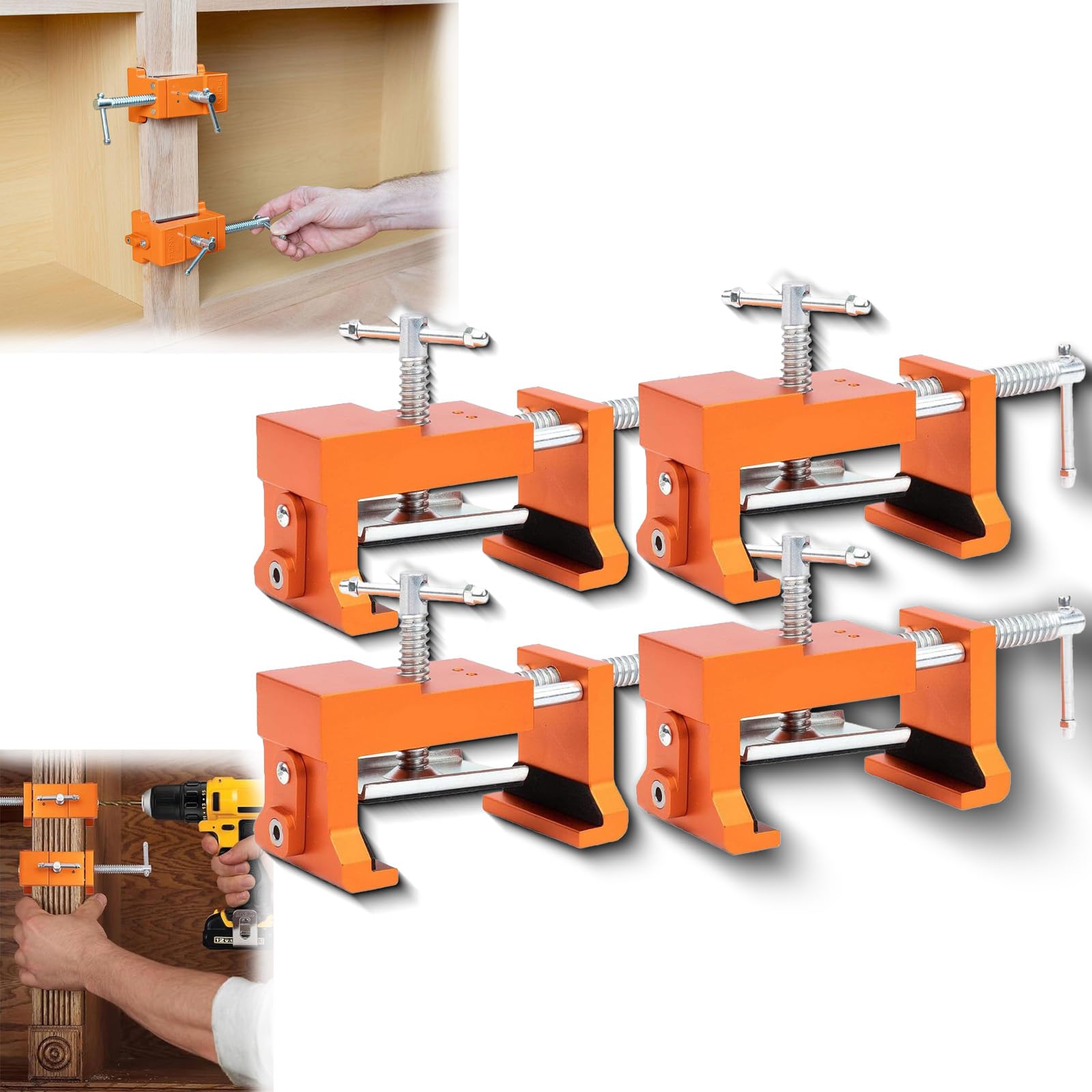 2025 New Woodworking Drilling Holding Clip, Claw Clamps for Cabinets, Woodworking Clamps, Cabinet Face Frame Clamps, saker woodworking drilling holding clip (Orange-4)