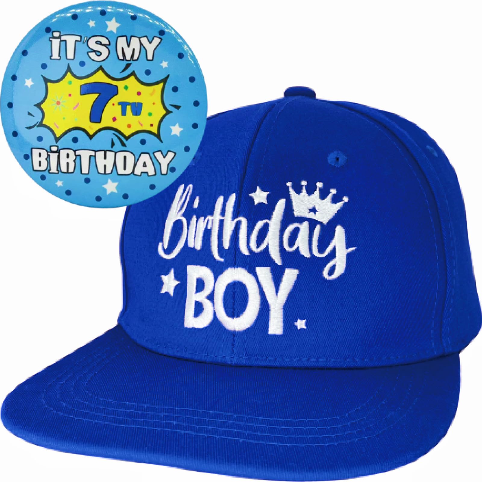 ZomefinKiu 7th Birthday Outfit and Party Favors for Boys - Hat, Badge, Decorations for 7 Year Old