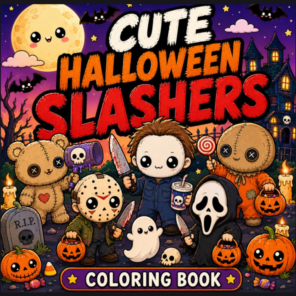 Cute Halloween Slashers: A Kawaii Coloring Book of Adorable Serial Killers, Creepy Candy Chaos, Haunted Pumpkins, and Spooky Halloween Mischief