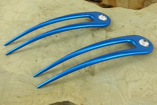 Miniatura 8 de JWL HAWNKOA PRODUCTS (2) Aluminio anodizado de dos puntas curvadas 4.5 "horquilla de pelo Pick Pic (rojo)