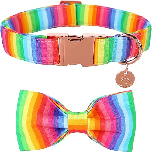 DOGWONG Collar de perro con bandera estadounidense con pajarita, collar de algodón para perro del Día de la Independencia, collar de perro con