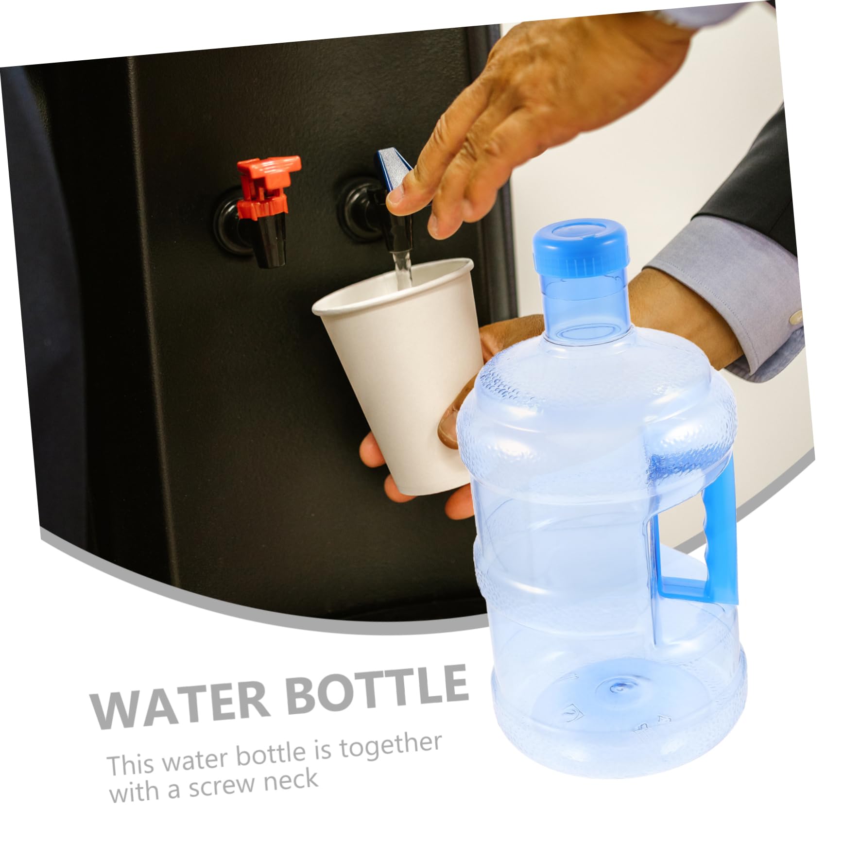HANABASS 5L Wasserflasche 5 Liter Wasserfass mit Griff, PC Blau für Auto | Schraubverschluss, Hohe Dichtigkeit, Leicht zu Reinigen, Passend für Viele Wasserspender und Logo Aufdruck