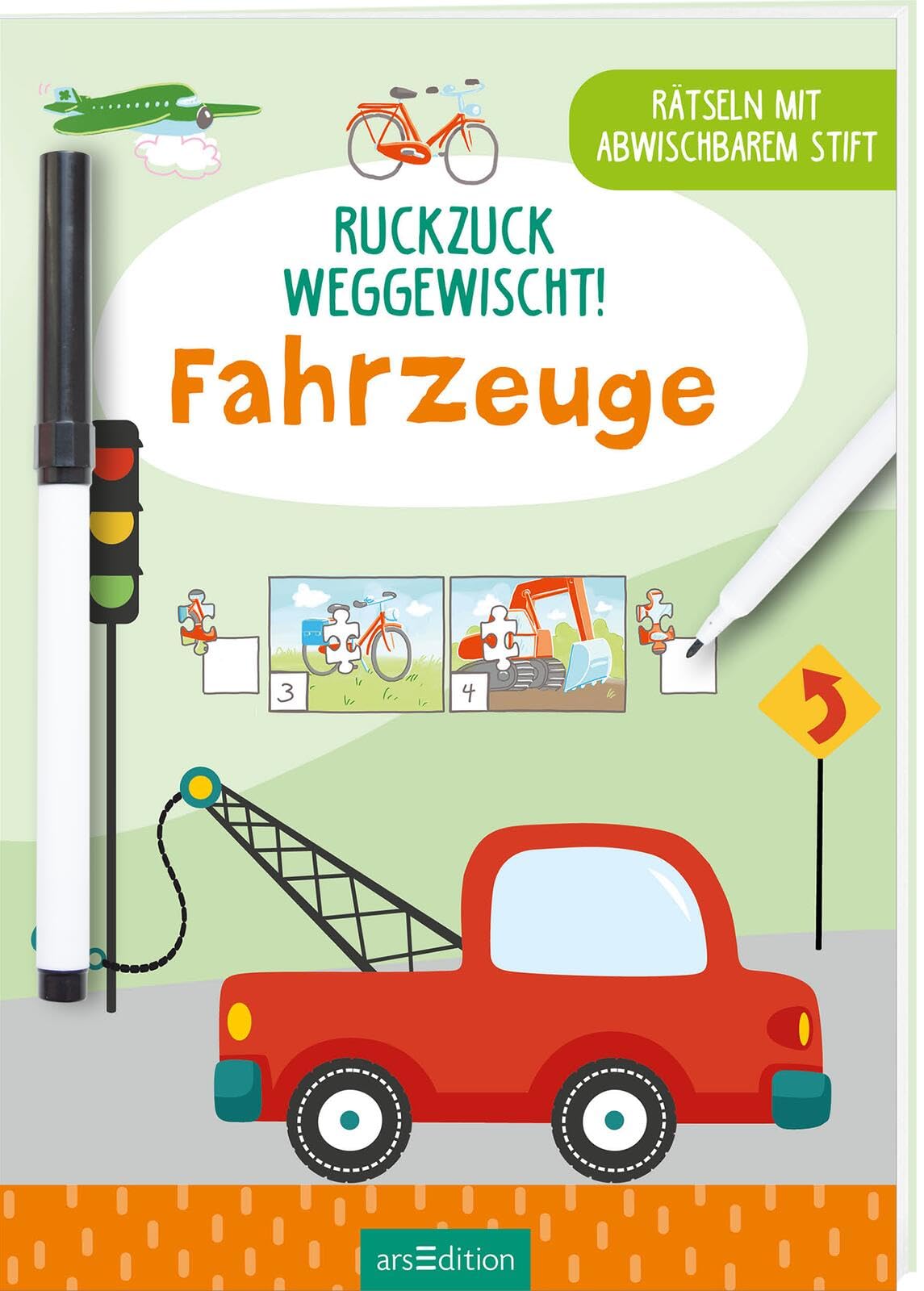 Ruckzuck weggewischt! Fahrzeuge: Rätseln mit abwischbarem Stift | Rätselheft zum Immer-wieder-Lösen für Kinder ab 4 Jahren
