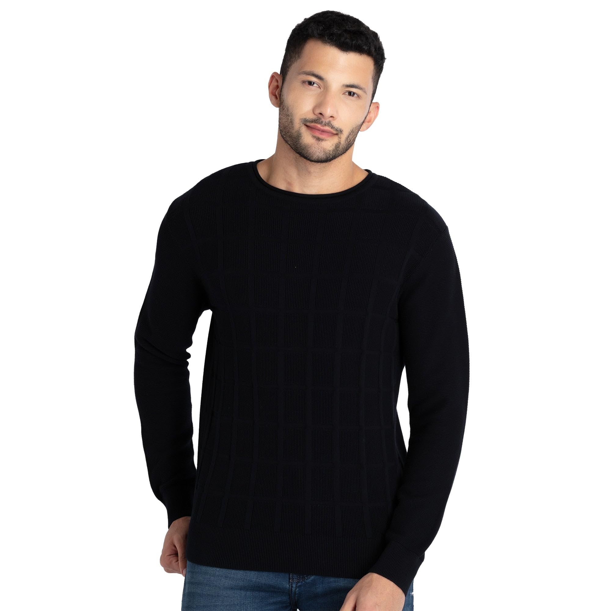 Mens Solid Round Neck Sweater-image-11