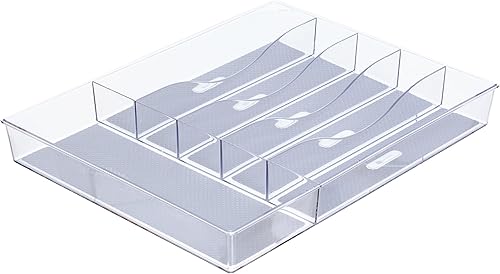 Miniatura 4 de Glad Organizador de cajones de cubiertos y utensilios, bandeja de almacenamiento de plástico transparente dividida con 6 compartimentos para