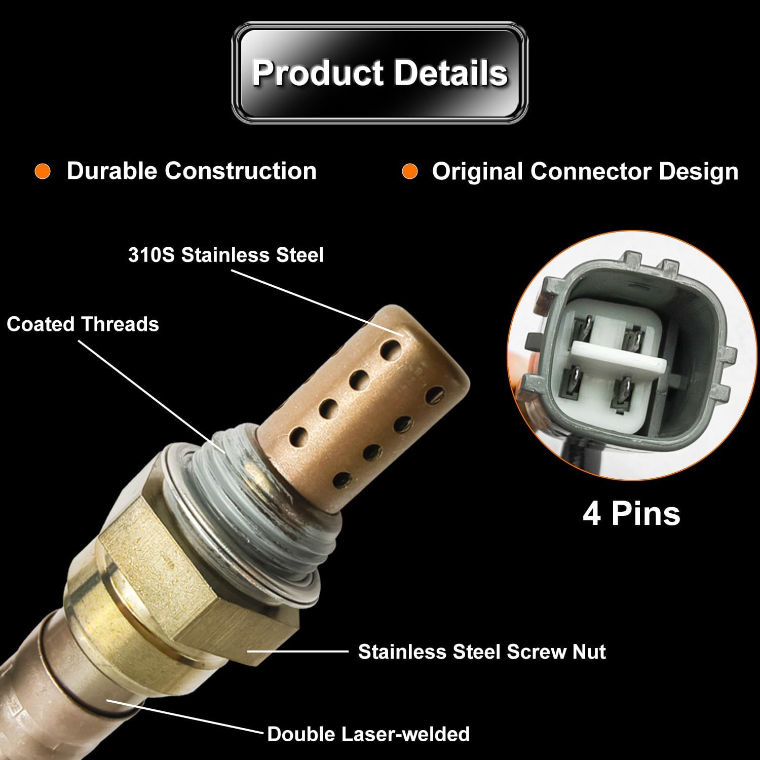2pc Upstream & Downstream O2 Oxygen Sensor Compatible with Toyota Camry 2010-2017, for Scion tC 2011-2016 RAV4 2013-2018 Lexus ES300h 2013-2018, Replaces OE# 250-54084 350-64031