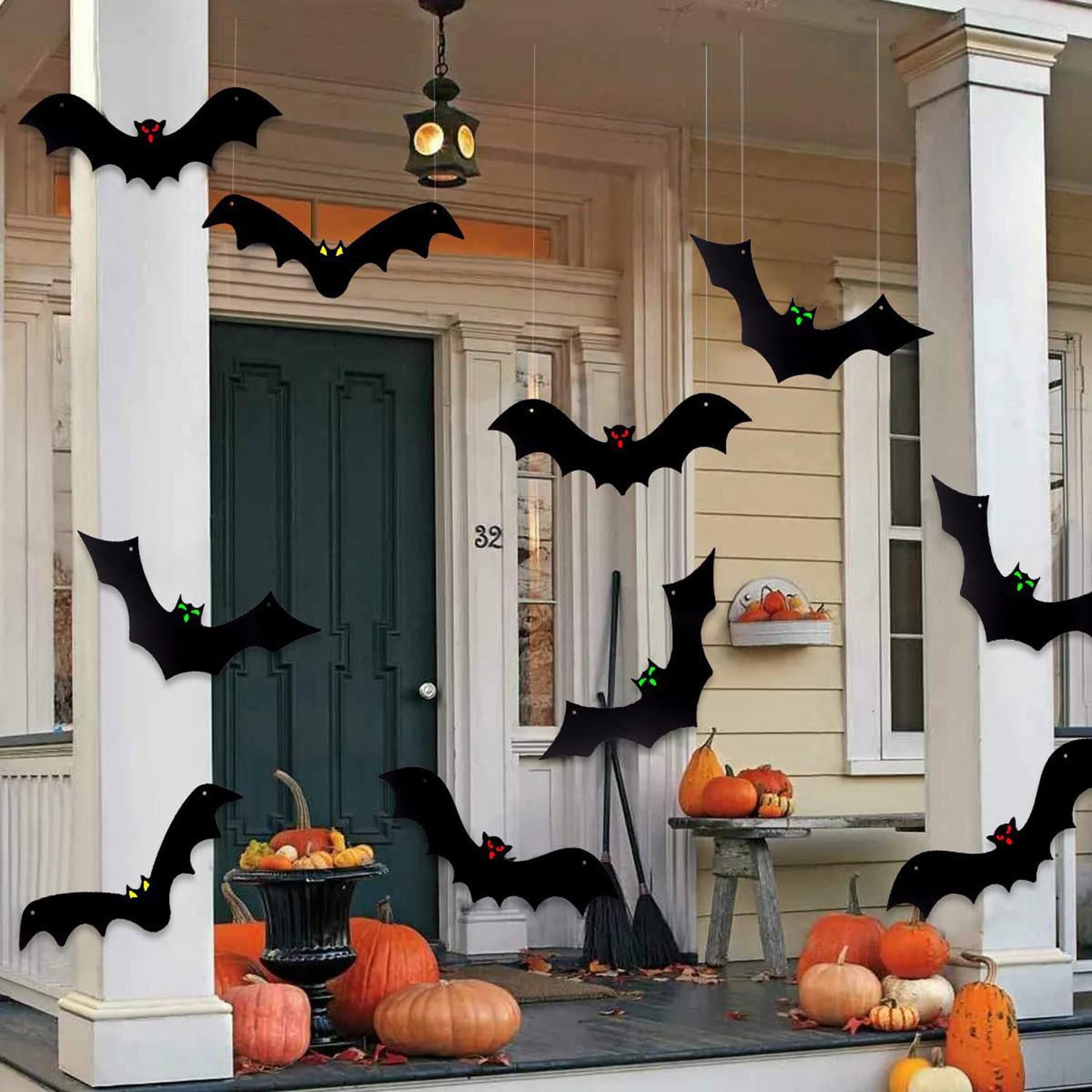 FBBEVWBK 12PCS Halloween Hanging Bats, 3D Halloween Yard Outdoor Decoration — image 1