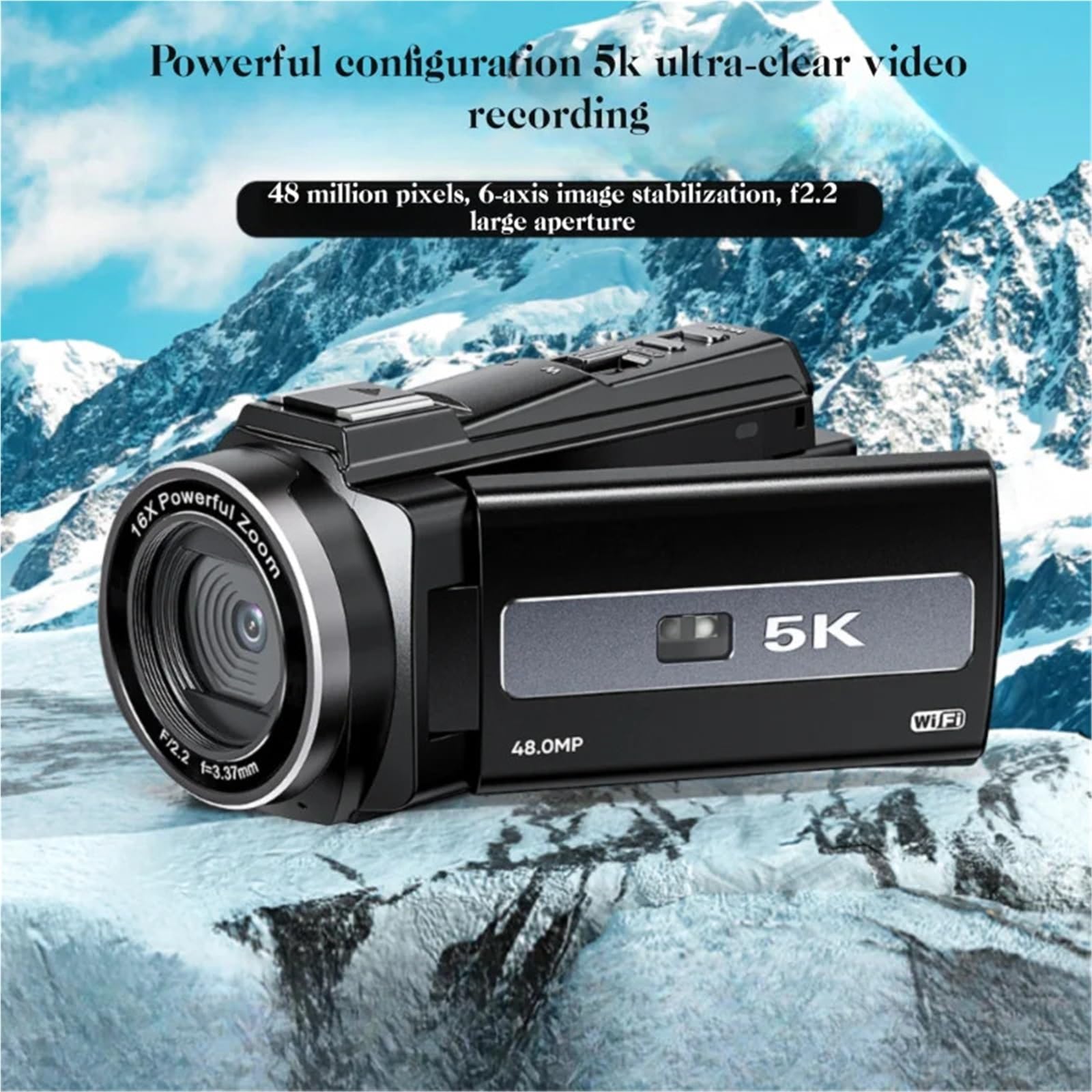 Videocamera digitale con videocamera 5K HD 48MP, zoom 16x Touchscreen IPS da 3,0 pollici Rotazione di 270° sensore CMOS Leggero