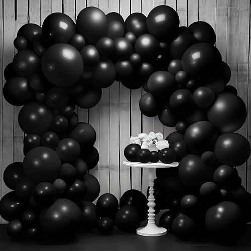 Miniatura 1 de KatchOn, Juego de globos de látex negros, grandes de 18 pulgadas, paquete de 120, kit de guirnalda de globos negros, globos negros de látex para