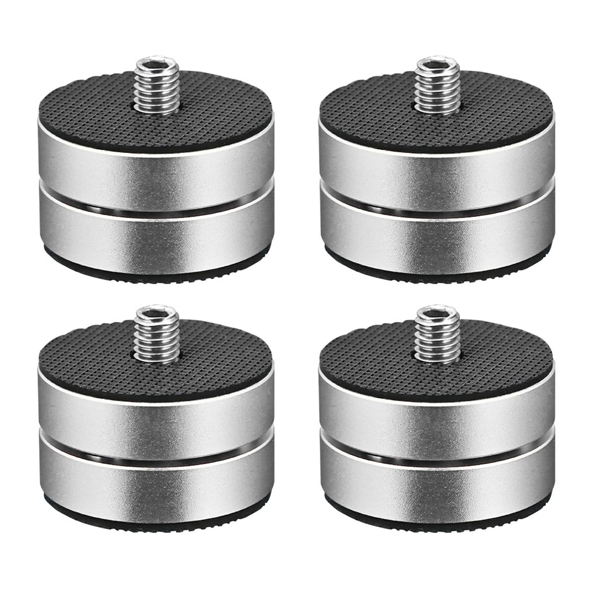 Qury 4 picos de altavoz, pies de subwoofer adecuados para amplificadores, estanterías, soportes de altavoces (plateado)
