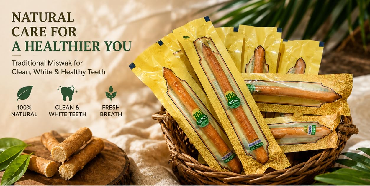 AZMIQ Natural Miswak Sticks – Traditionelle Zahnbürste aus Holz für Zahnreinigung und Mundpflege, natürliches Siwak für frischen Atem und weißere Zähne (Braun, Medium, 30 Stück)