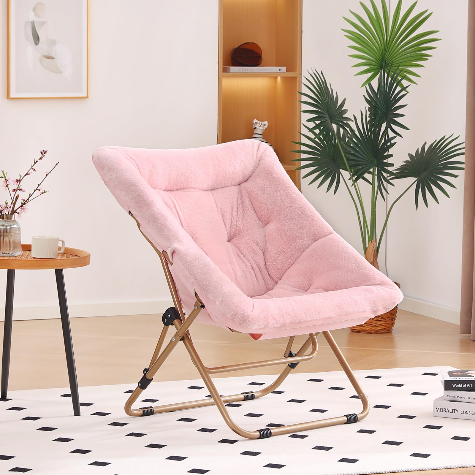 Chaise de bureau en fausse fourrure avec roulettes, chaise de vanité avec pieds en métal, chaise