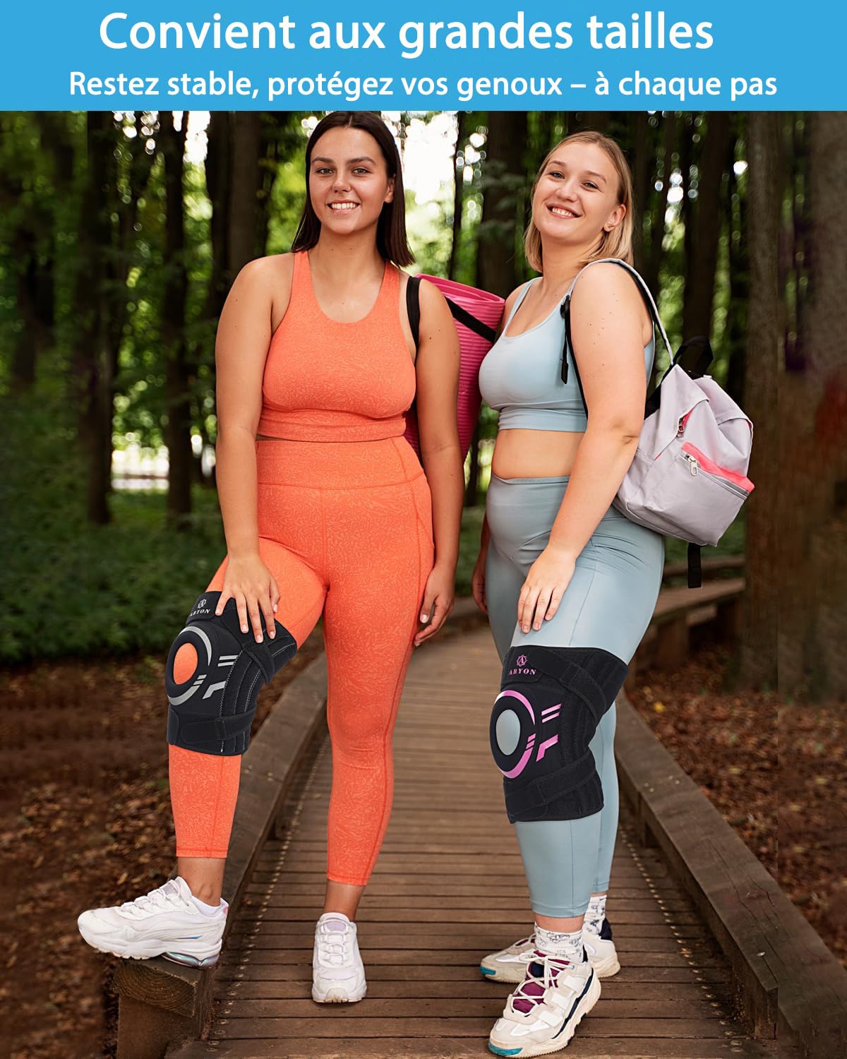 ABYON Genouillère Homme Femme – Orthèse de Genou Réglable pour Ménisque, Arthrose, ACL MCL – Support Rotulien en Néoprène avec Stabilisateurs Latéraux pour Soulagement de la Douleur et Récupération