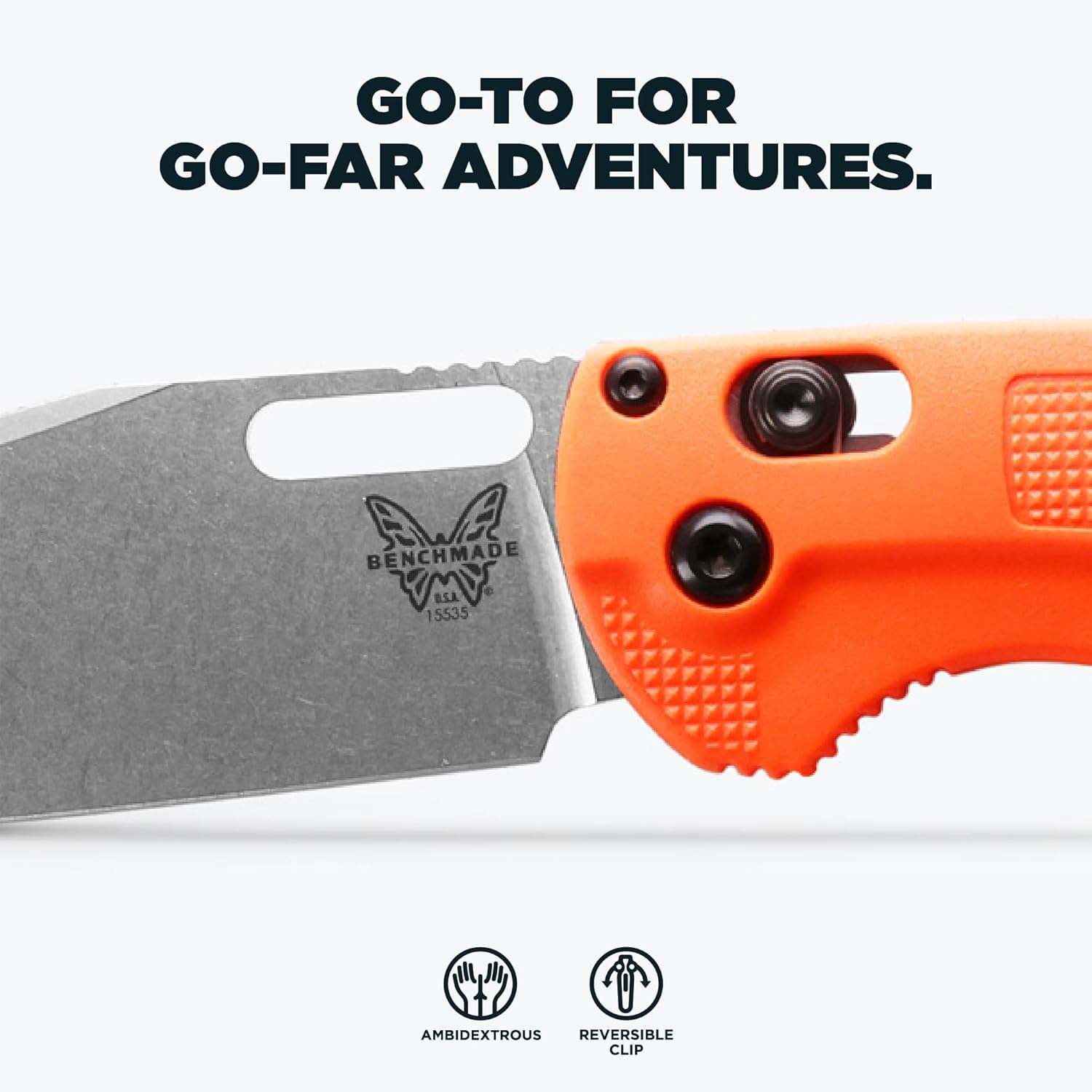 Benchmade - Taggedout Knife, Slim, Ultralight Folding Hunting Knife, Plain Edge, Clip-Point Blade, From Food Prep to Field (15535)