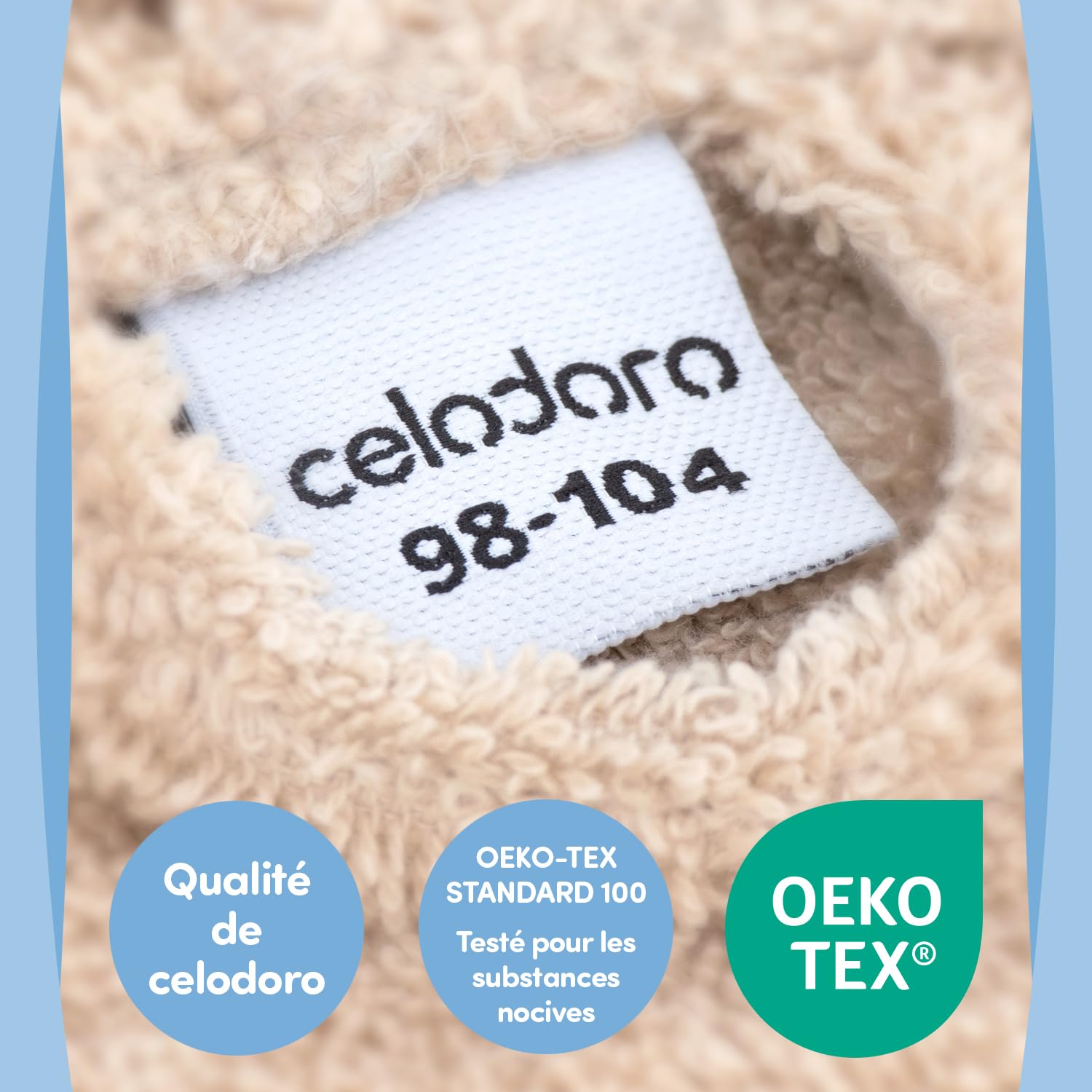 Celodoro Peignoir à capuche pour enfant fille et garçon, coton doux et moelleux