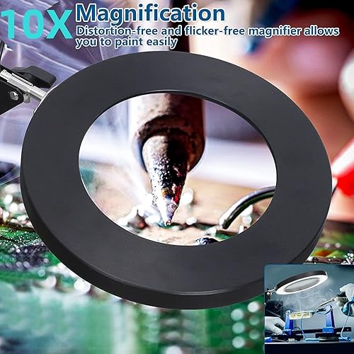 Miniatura 4 de lishumei Lámpara LED de escritorio con aumento USB 5X con abrazadera, lámpara de escritorio de 48 LED con 3 modos de color, 10 brillo, lámpara de