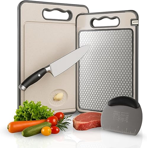 Miniatura 9 de PurpleDove Juego de tablas de cortar de doble cara [grande] Tablas de cortar de acero inoxidable SS304 | Resistente a las manchas, no porosas |