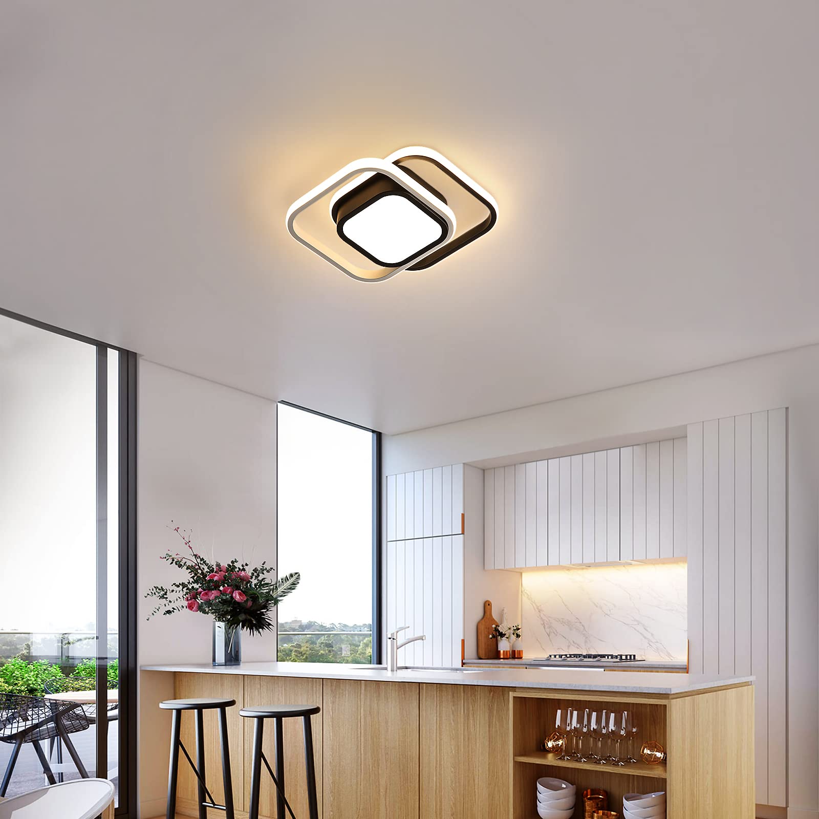 Dorlink LED Ceiling Lights, 2 Squares Flush Mount Ceiling Lighting - Image 2