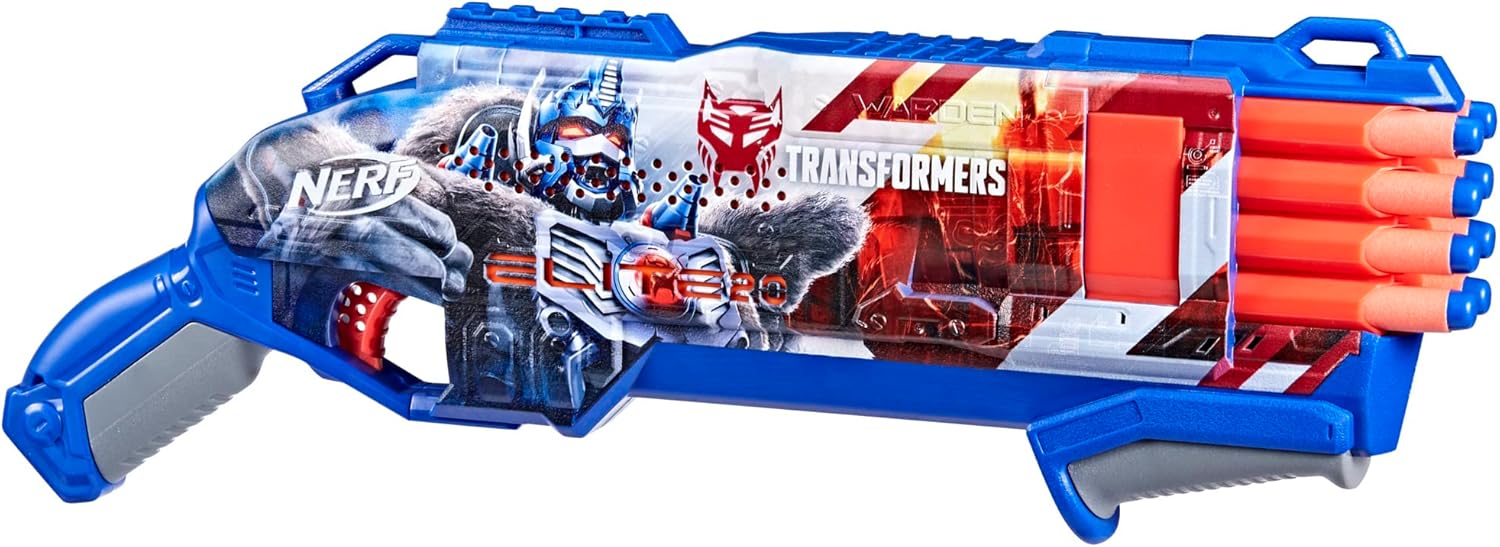 NERF Transformers Optimus Primal Dart Blaster, 16 Nerf Elite Darts, Pump Action, Toy Foam Blasters for 8 Year Old Boys & Girls & Up