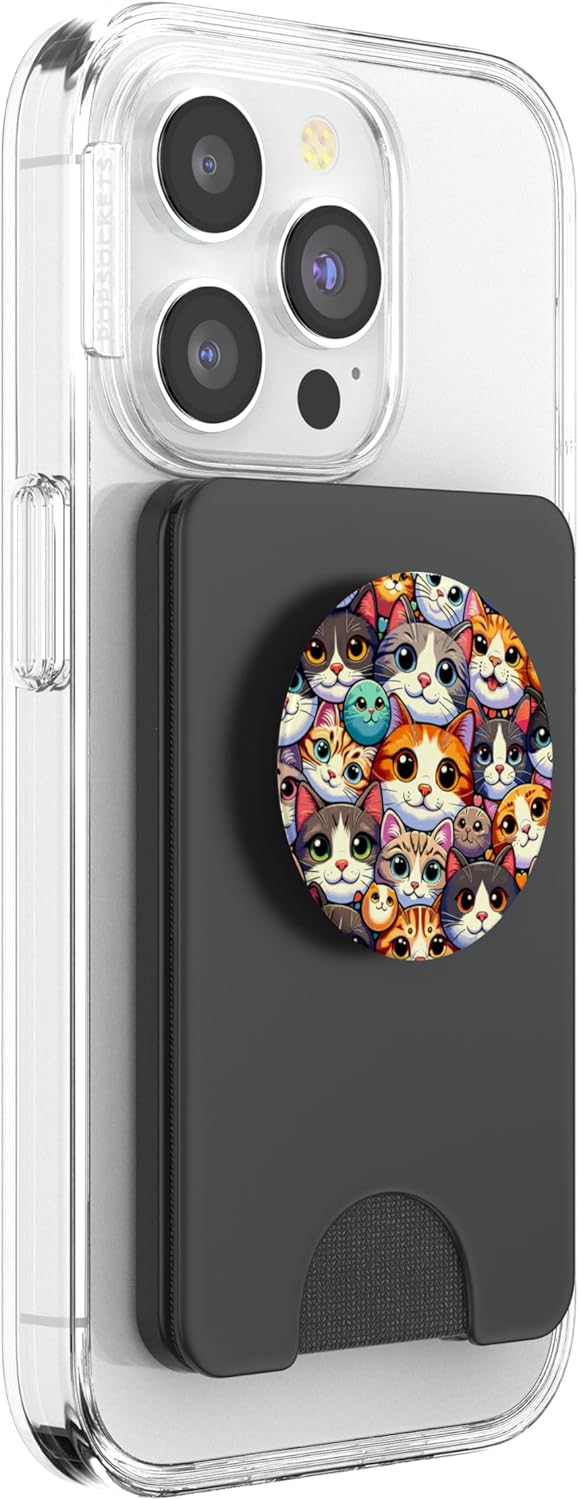 Feline Cat Expressions Pattern PopSockets PopWallet for MagSafe
