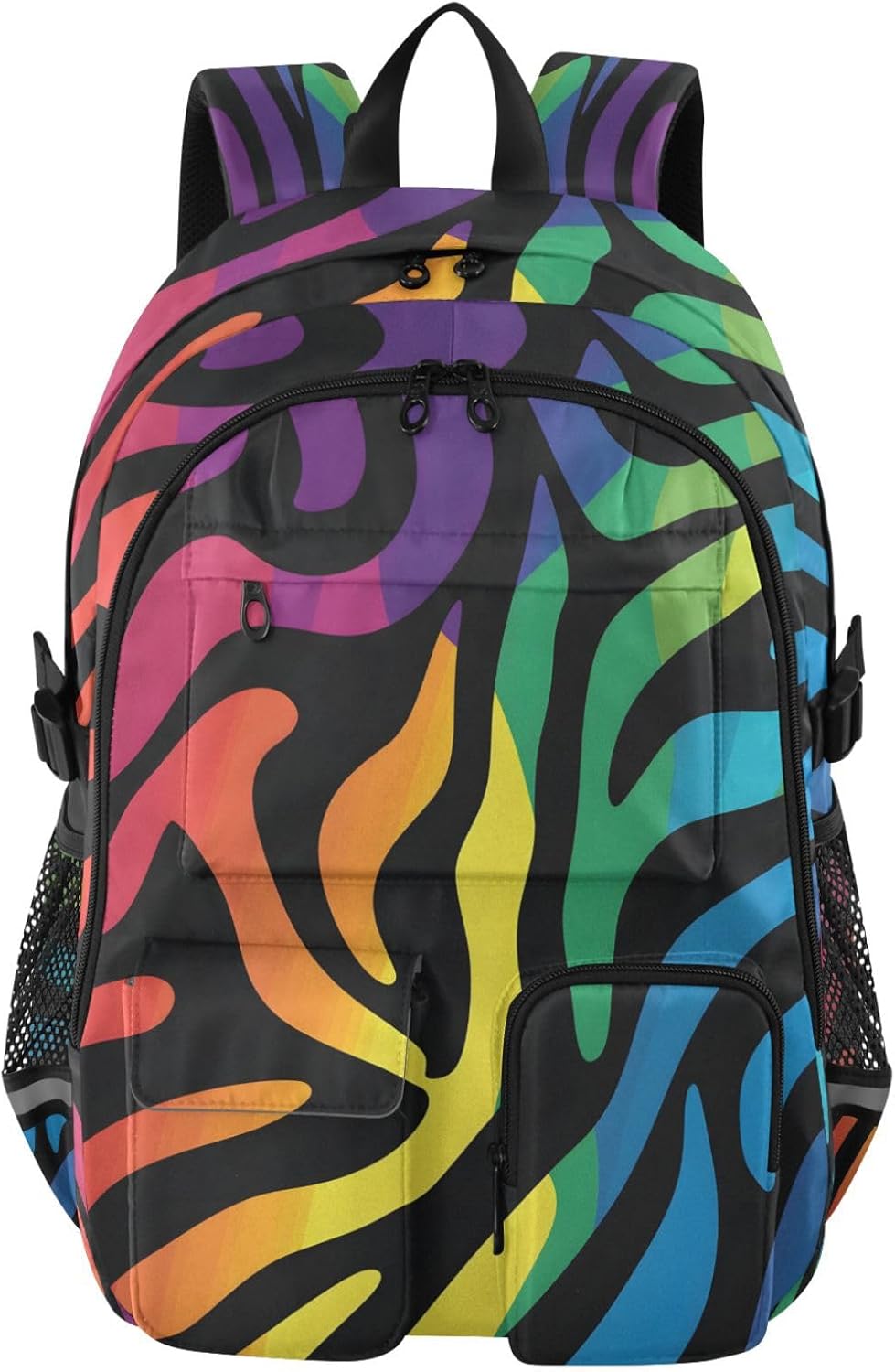 Student Laptop Backpack, Rainbow Animal Zebra Print 30L Travel Daypack for Teens College, Casual School Shoulder Bag for Women Men Boys Girls, Fits 14 inch Laptop